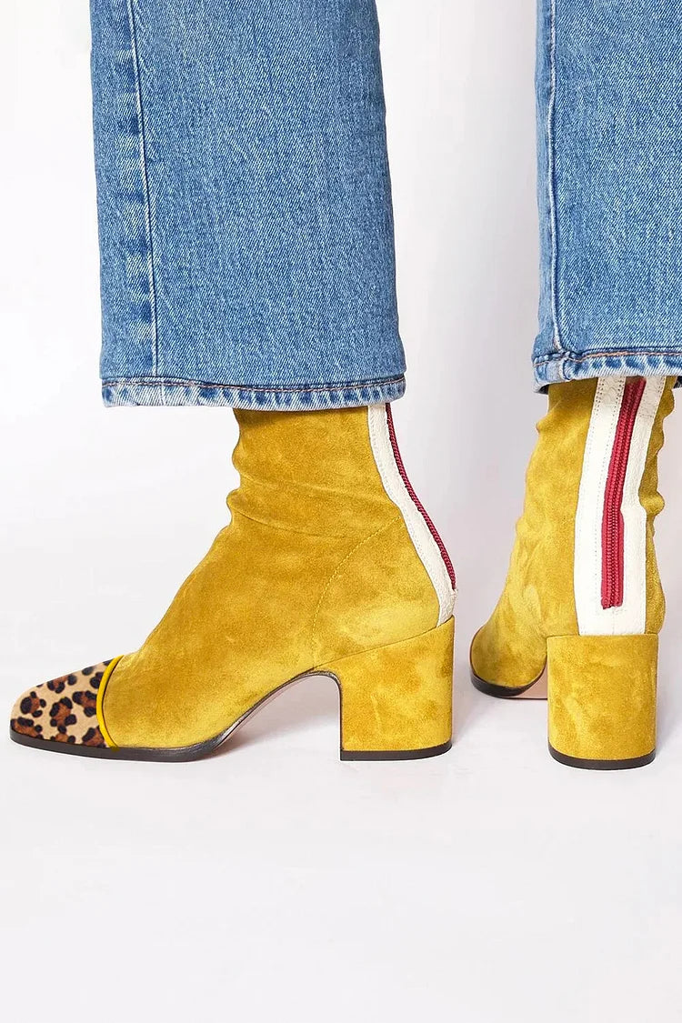 Mid-Heel Ankle Boots with Sporty Details