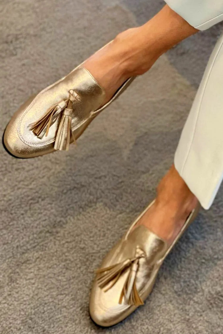 Gold Moccasins with Tassels