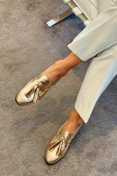 Gold Moccasins with Tassels
