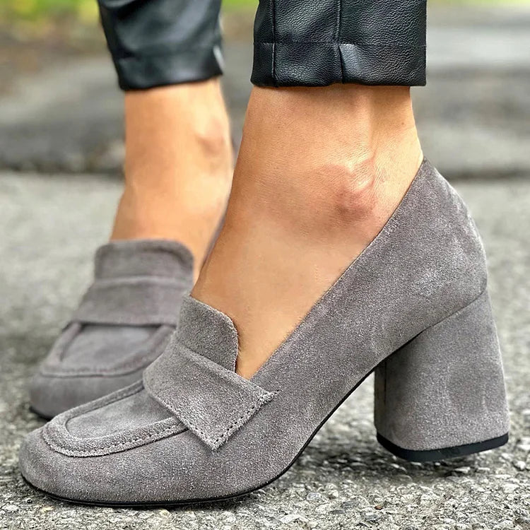 Block Heel Loafers