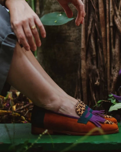 Loafers with Fringes and Animal Print