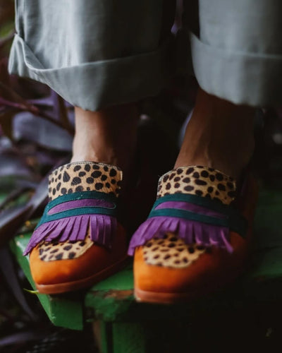 Loafers with Fringes and Animal Print