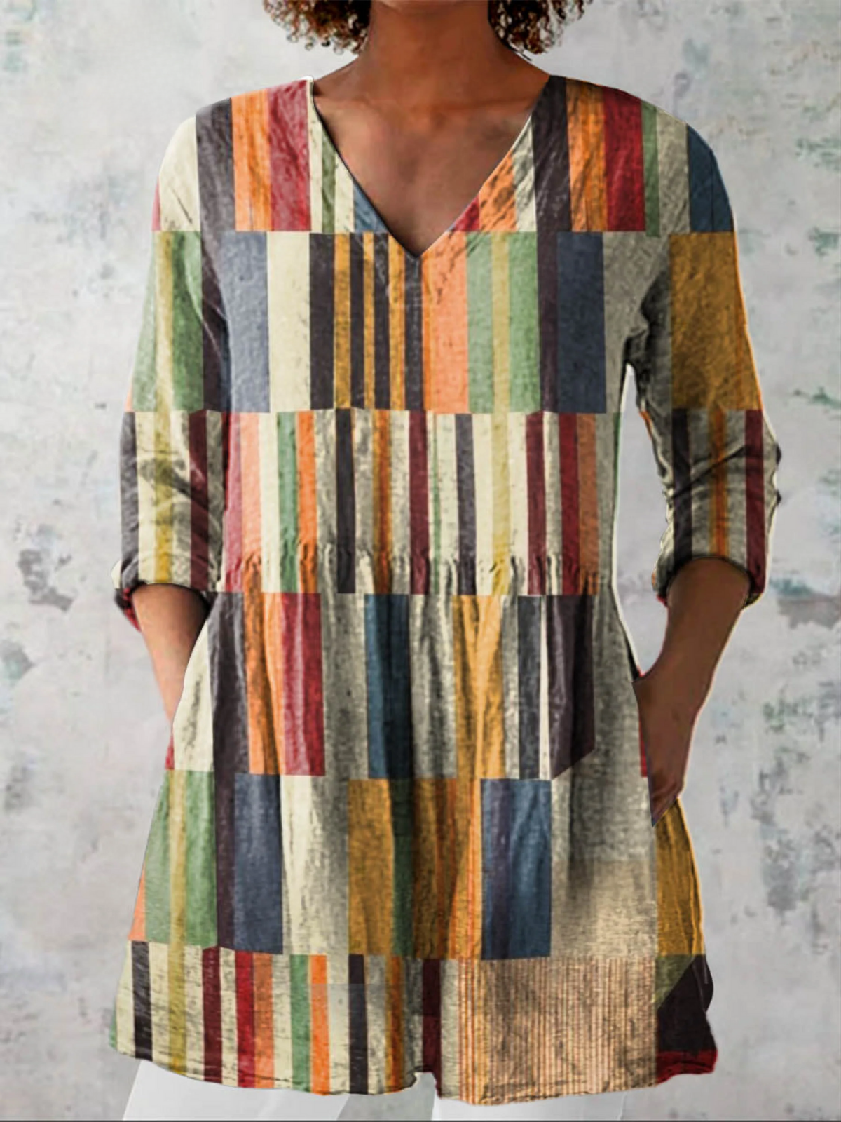 Farrah™ - Casual Chic Long V-Neck Shirt