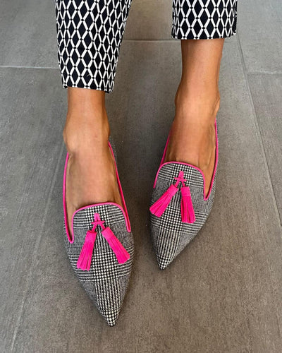 Pointed Loafers with Fluo Fringes