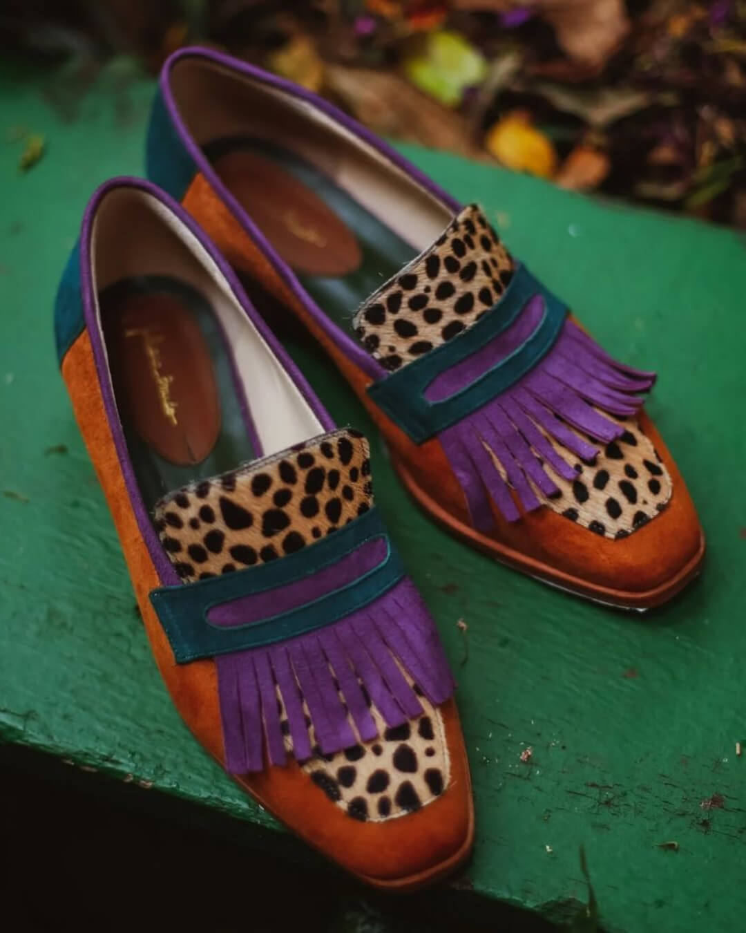 Loafers with Fringes and Animal Print