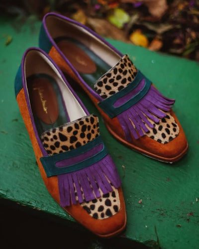 Loafers with Fringes and Animal Print