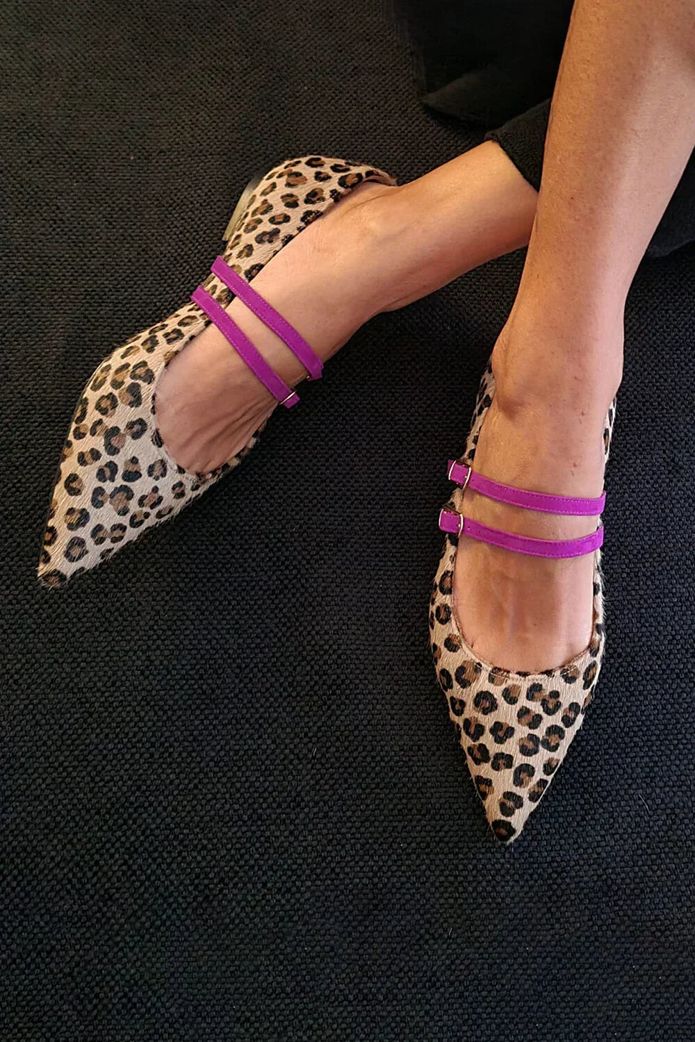 Leopard Print Strap Flats