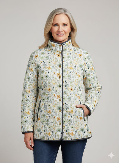 Delightful Floral-Printed Quilted Jacket