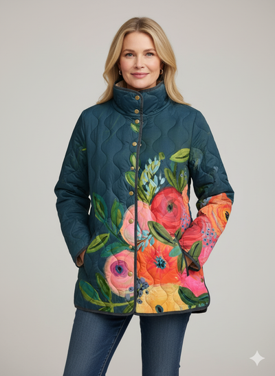 Vintage Floral Print Quilted Jacket
