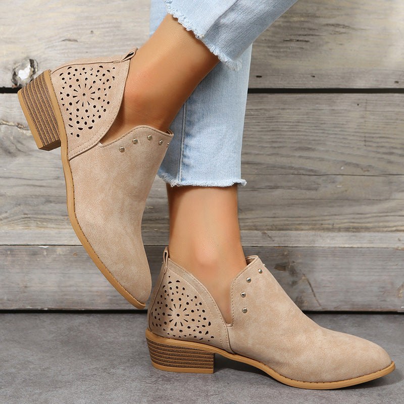 Low Cut Perforated Ankle Boots