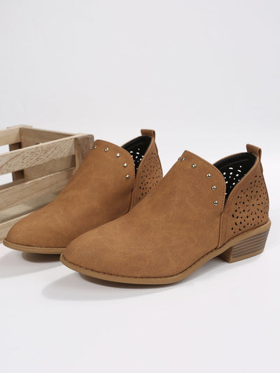 Low Cut Perforated Ankle Boots