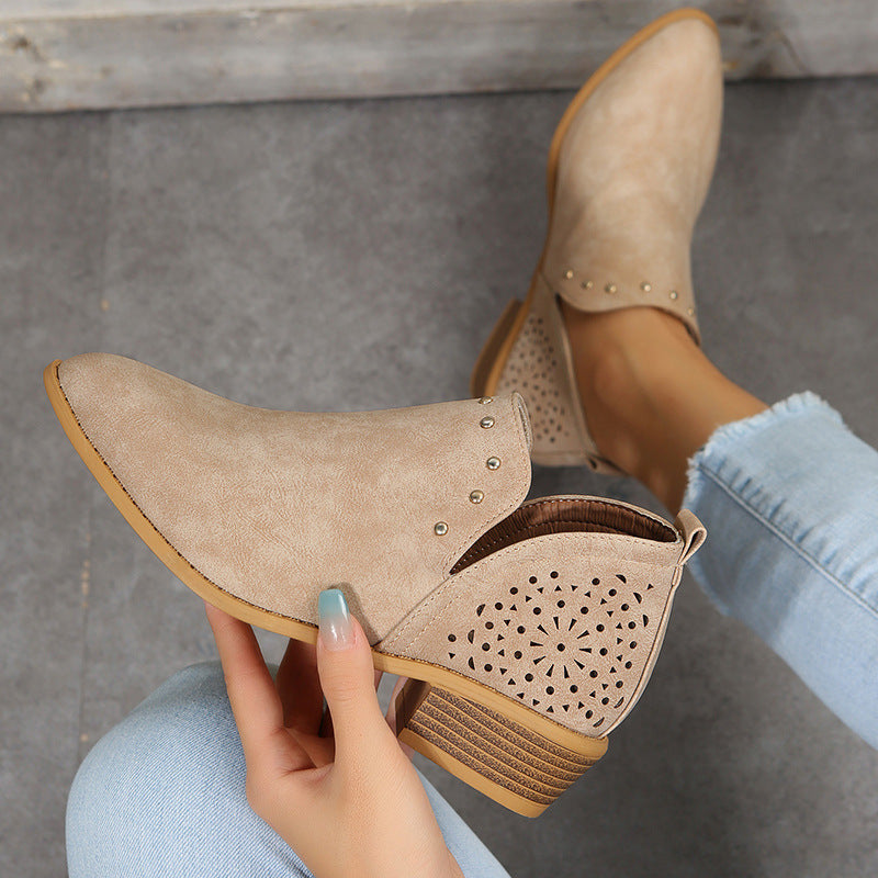 Low Cut Perforated Ankle Boots