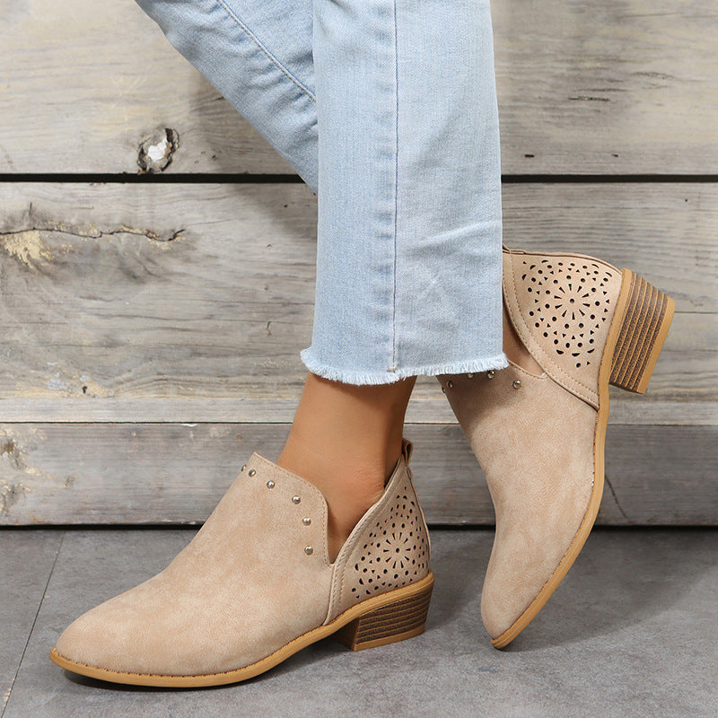 Low Cut Perforated Ankle Boots