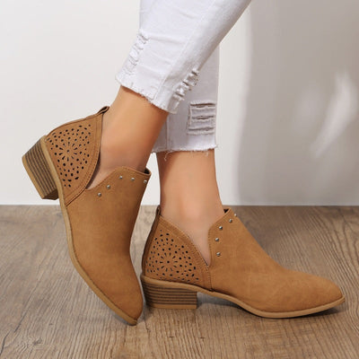 Low Cut Perforated Ankle Boots