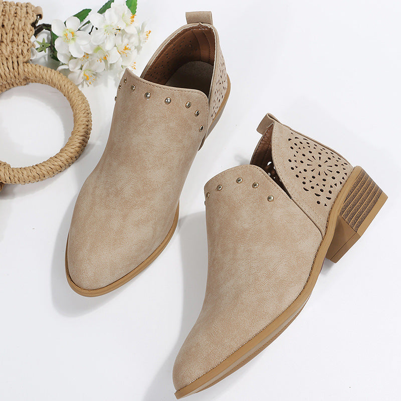 Low Cut Perforated Ankle Boots