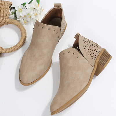 Low Cut Perforated Ankle Boots