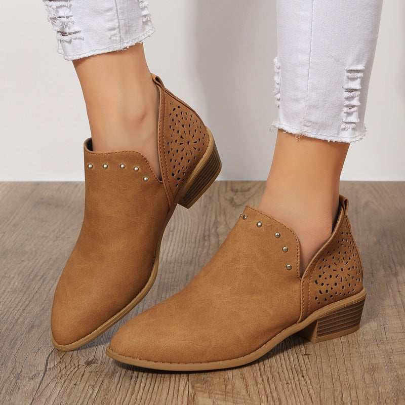 Low Cut Perforated Ankle Boots