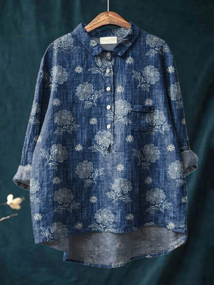 Mara | Indigo Bloom Shirt