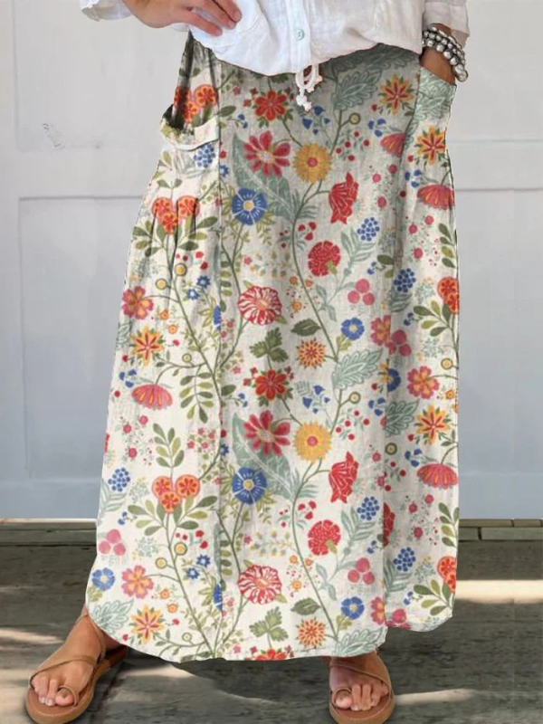 Women's Floral Elegant Midi Skirt