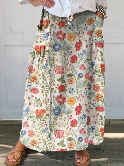 Women's Floral Elegant Midi Skirt