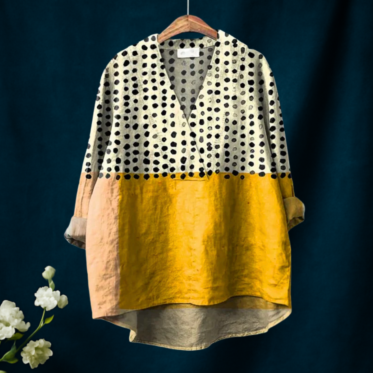 Dots Print Casual  V-neck Shirt