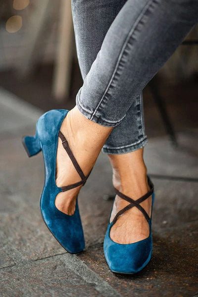 Elegant Strap Mid - Heels