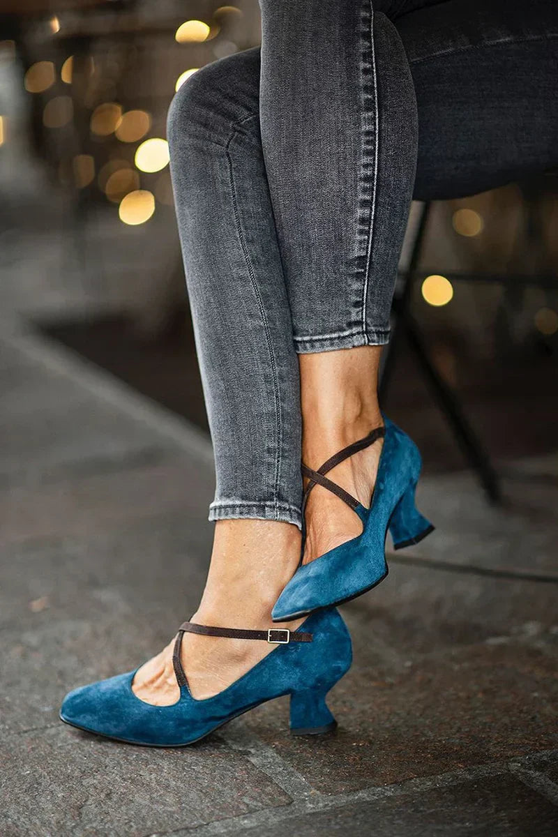Elegant Strap Mid - Heels