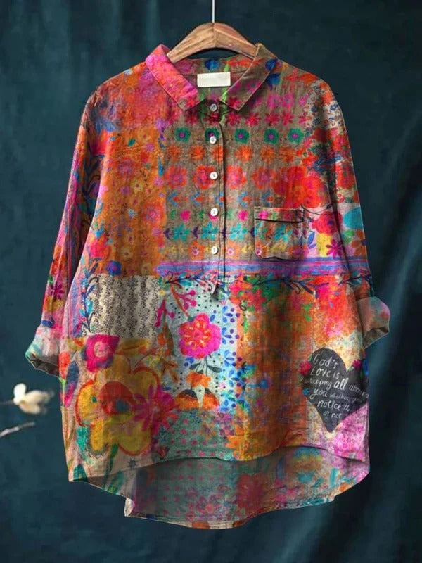 Connie | Vintage Flower Art Print Shirt